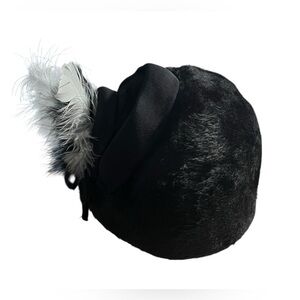 Jacques Heim Black Women's Duchess 50s or 60s Hat with Feather Accent